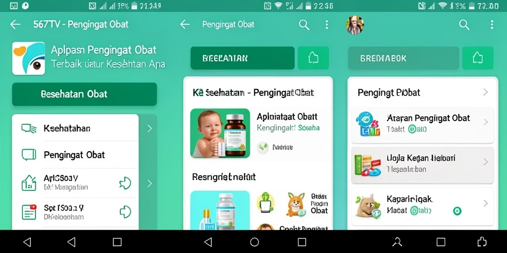 Antarmuka aplikasi 567TV untuk Pengingat Obat yang user-friendly.