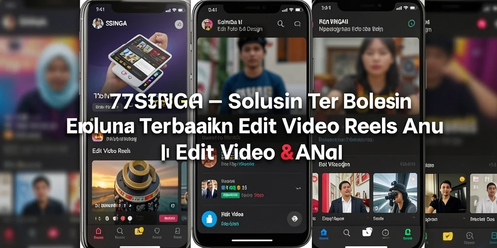 Antarmuka pengguna 77SINGA dengan berbagai fitur Edit Video Reels.