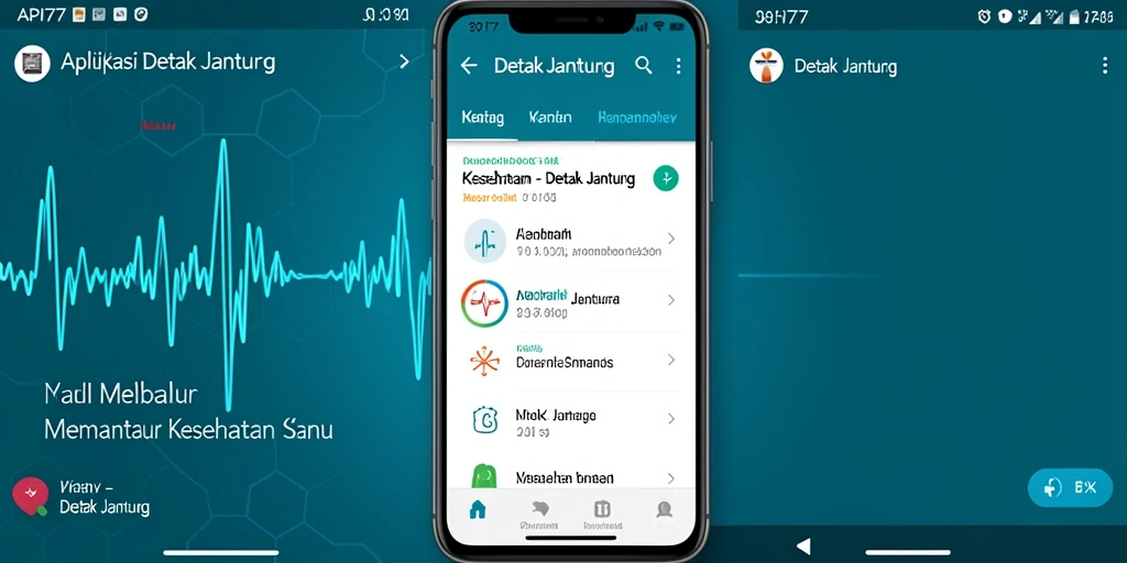 Antarmuka pengguna aplikasi API77 untuk monitoring detak jantung.