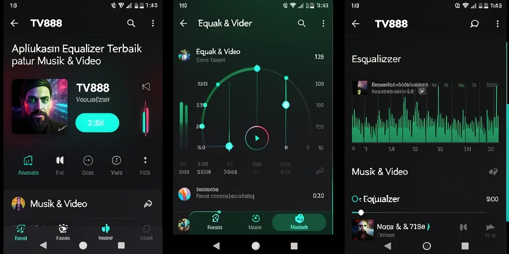 Antarmuka TV888 yang menarik untuk pengaturan Equalizer audio.