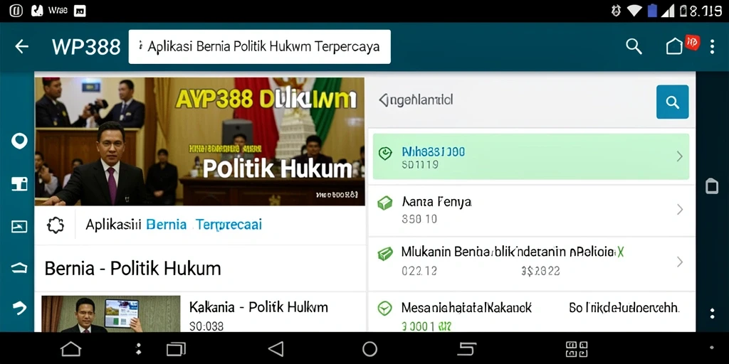 Antarmuka WP888 menampilkan berita politik dan hukum terbaru.